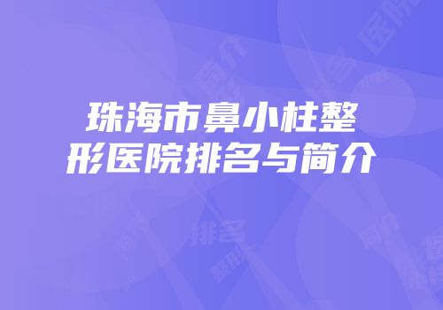 珠海市鼻小柱整形医院排名与简介