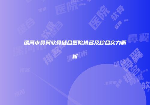 漯河市鼻翼软骨缝合医院排名及综合实力解析