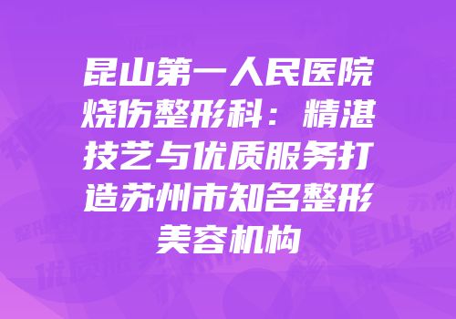昆山第一人民医院烧伤整形科：精湛技艺与优质服务打造苏州市知名整形美容机构