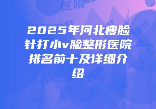 2025年河北瘦脸针打小v脸整形医院排名前十及详细介绍