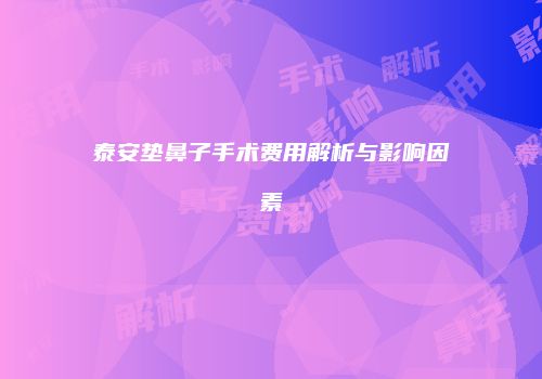 泰安垫鼻子手术费用解析与影响因素