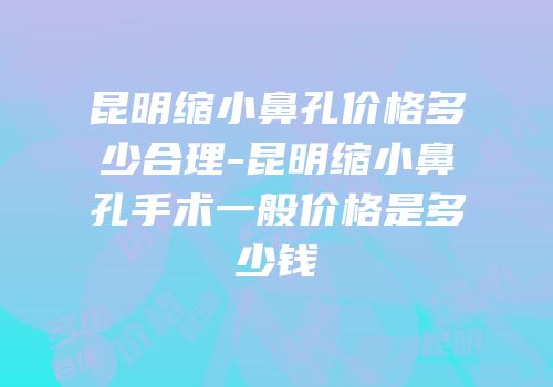 昆明缩小鼻孔价格多少合理-昆明缩小鼻孔手术一般价格是多少钱