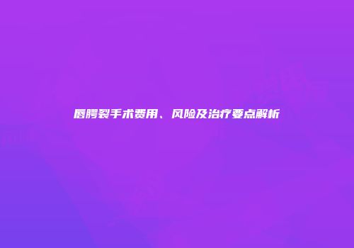唇腭裂手术费用、风险及治疗要点解析