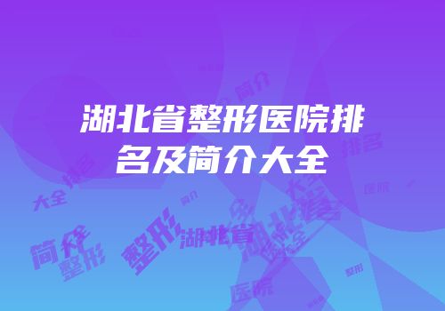 湖北省整形医院排名及简介大全