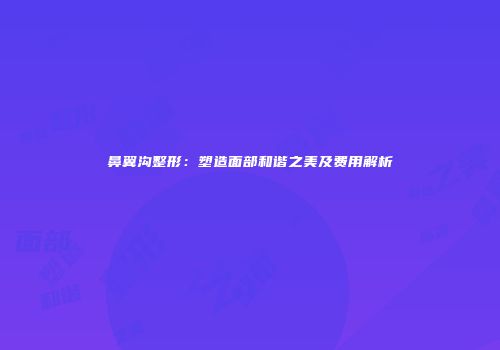 鼻翼沟整形:塑造面部和谐之美及费用解析