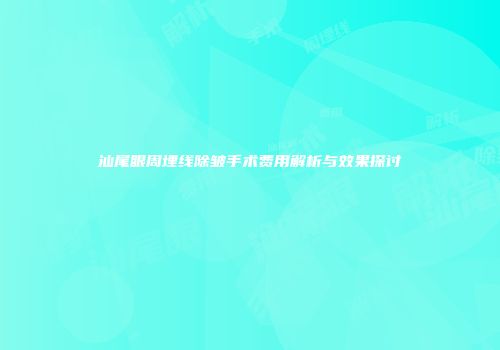 汕尾眼周埋线除皱手术费用解析与效果探讨