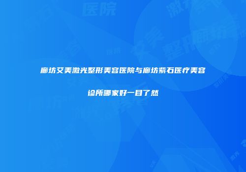 廊坊艾美激光整形美容医院与廊坊紫石医疗美容诊所哪家好一目了然