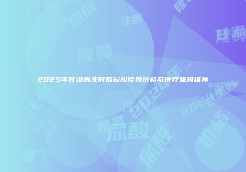 2025年甘肃省注射玻尿酸隆鼻价格与医疗机构推荐