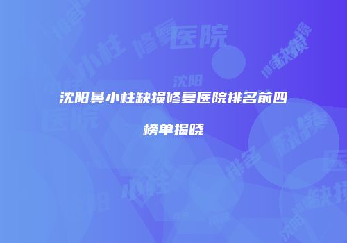 沈阳鼻小柱缺损修复医院排名前四榜单揭晓