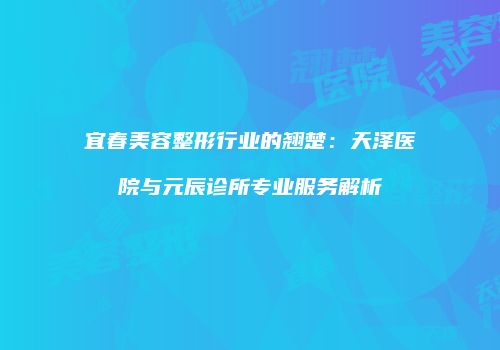 宜春美容整形行业的翘楚：天泽医院与元辰诊所专业服务解析