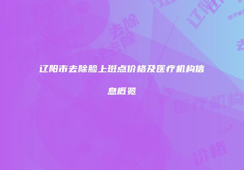 辽阳市去除脸上斑点价格及医疗机构信息概览