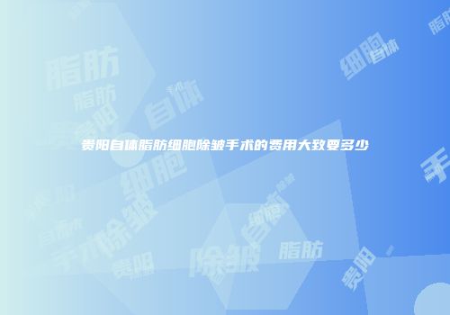 贵阳自体脂肪细胞除皱手术的费用大致要多少