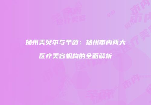 扬州美贝尔与芊蔚：扬州市内两大医疗美容机构的全面解析
