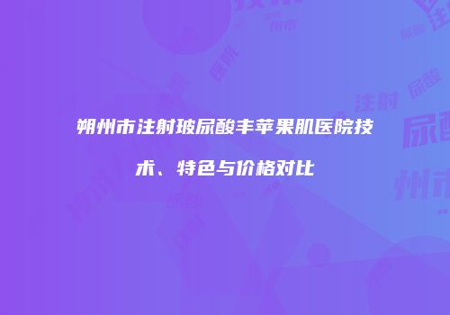 朔州市注射玻尿酸丰苹果肌医院技术、特色与价格对比