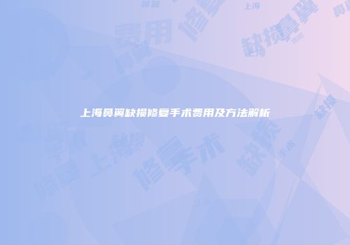 上海鼻翼缺损修复手术费用及方法解析