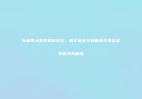 汕尾两大整形机构对比：陆丰新漾与轻雅医疗美容诊所优劣势解析