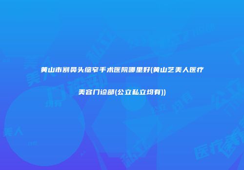黄山市割鼻头缩窄手术医院哪里好(黄山艺美人医疗美容门诊部(公立私立均有))