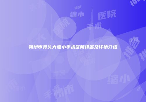 朔州市鼻头大缩小手术医院排名及详情介绍