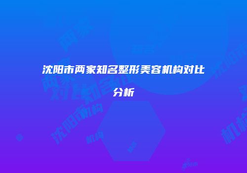 沈阳市两家知名整形美容机构对比分析