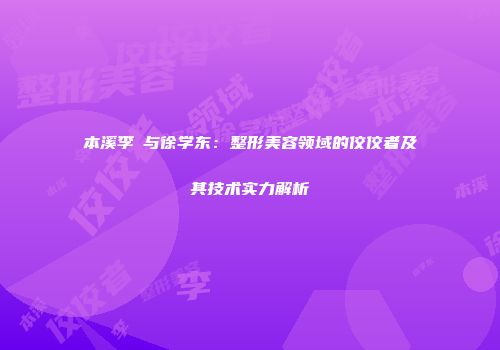 本溪李玥与徐学东：整形美容领域的佼佼者及其技术实力解析