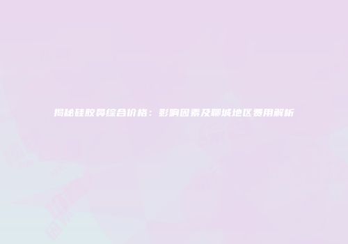 揭秘硅胶鼻综合价格：影响因素及聊城地区费用解析