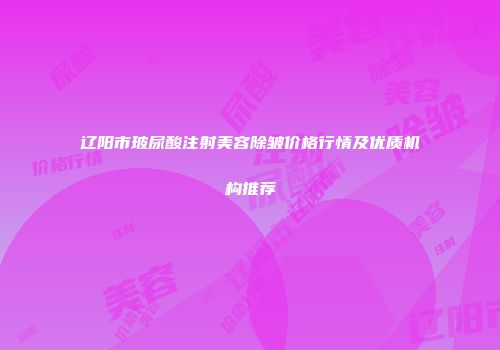 辽阳市玻尿酸注射美容除皱价格行情及优质机构推荐