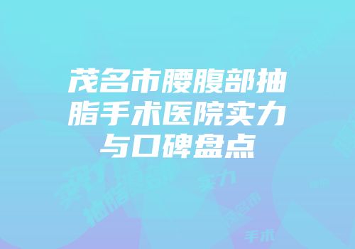 茂名市腰腹部抽脂手术医院实力与口碑盘点