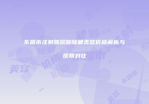 东营市注射玻尿酸除皱美容价格解析与医院对比