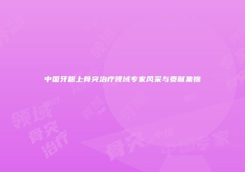 中国牙龈上骨突治疗领域专家风采与贡献集锦