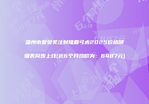 温州市爱贝芙注射隆眉弓术2025价格明细表同步上线(近6个月均价为：6487元)