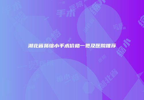 湖北省鼻缩小手术价格一览及医院推荐