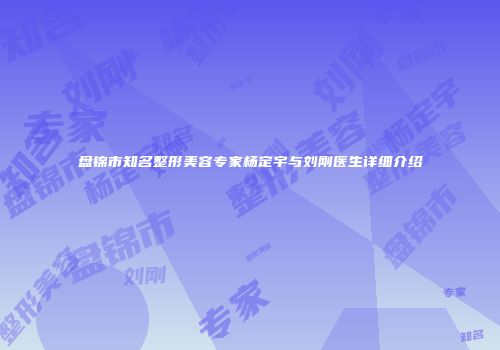 盘锦市知名整形美容专家杨定宇与刘刚医生详细介绍