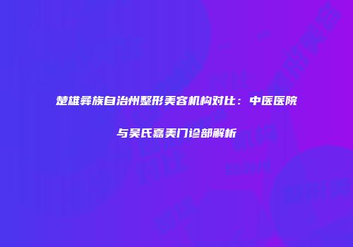 楚雄彝族自治州整形美容机构对比：中医医院与吴氏嘉美门诊部解析