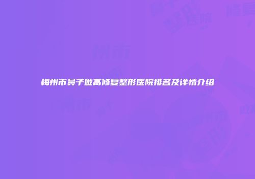 梅州市鼻子做高修复整形医院排名及详情介绍