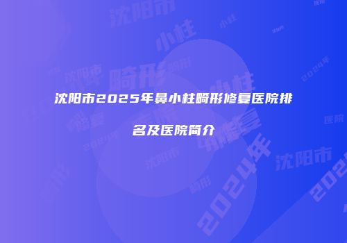 沈阳市2025年鼻小柱畸形修复医院排名及医院简介