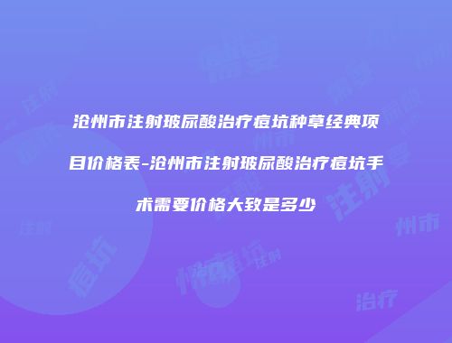 沧州市注射玻尿酸治疗痘坑种草经典项目价格表-沧州市注射玻尿酸治疗痘坑手术需要价格大致是多少